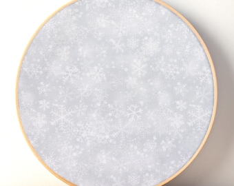 Gray Snowflake Aida Cloth - Christmas Cross Stitch Fabric, 14 / 16 / 18 / 20 Count