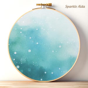 Blue Sparkling Aida Cloth, Abstract Snow and Water Cross Stitch Fabric, 14 18 and 20 Count