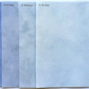 Blue Shades Aida Cloth, Sky Blue Colors Cross Stitch Fabric, 14 / 16 / 18 / 20 Count