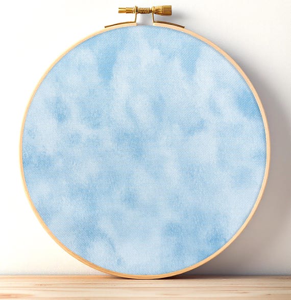 Sky Blue Cross Stitch Fabric, Printed Aida Cloth, 14 / 16 / 18 / 20 Count