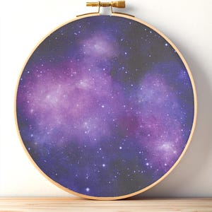 Purple Galaxy Aida Cloth - Printed Space Embroidery Fabric, 14 / 16 / 18 / 20 Count