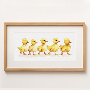 Baby Ducks Cross Stitch Pattern, Cute Animal Embroidery, Instant Download PDF
