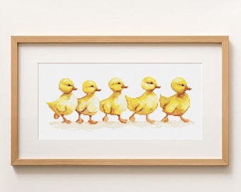 Baby Ducks Cross Stitch Pattern, Modern Animal Embroidery (PDF Download)