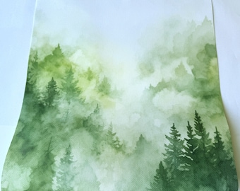 Watercolor Forest Printed Aida Cloth, 14 / 16 / 18 / 20 Count