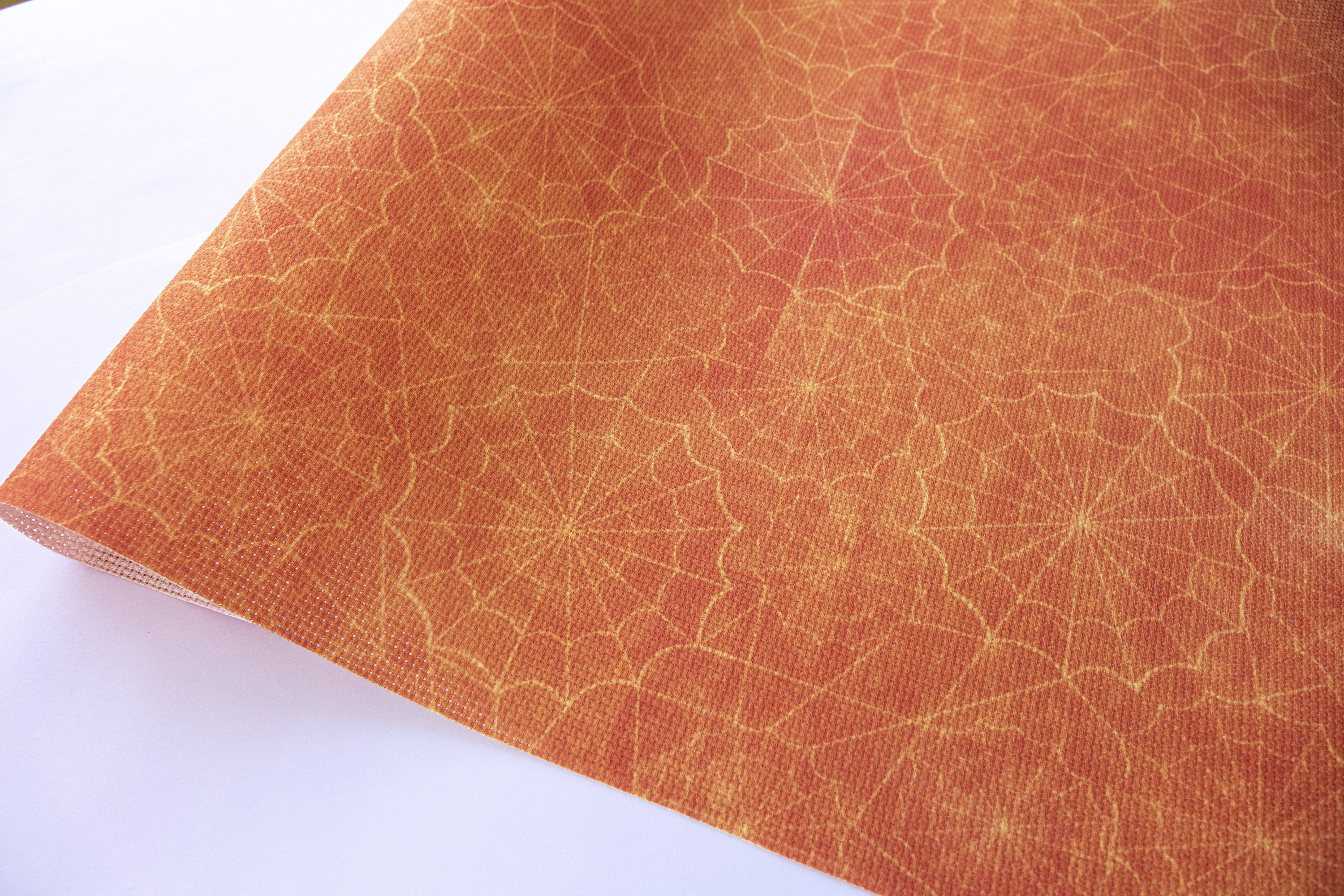 Halloween Cross Stitch Fabric, Spider Web Orange Aida Cloth, 14 / 16 / 18 / 20 Count
