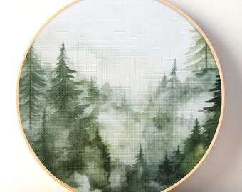 Green Forest Aida Cloth – Nature Cross Stitch Fabric