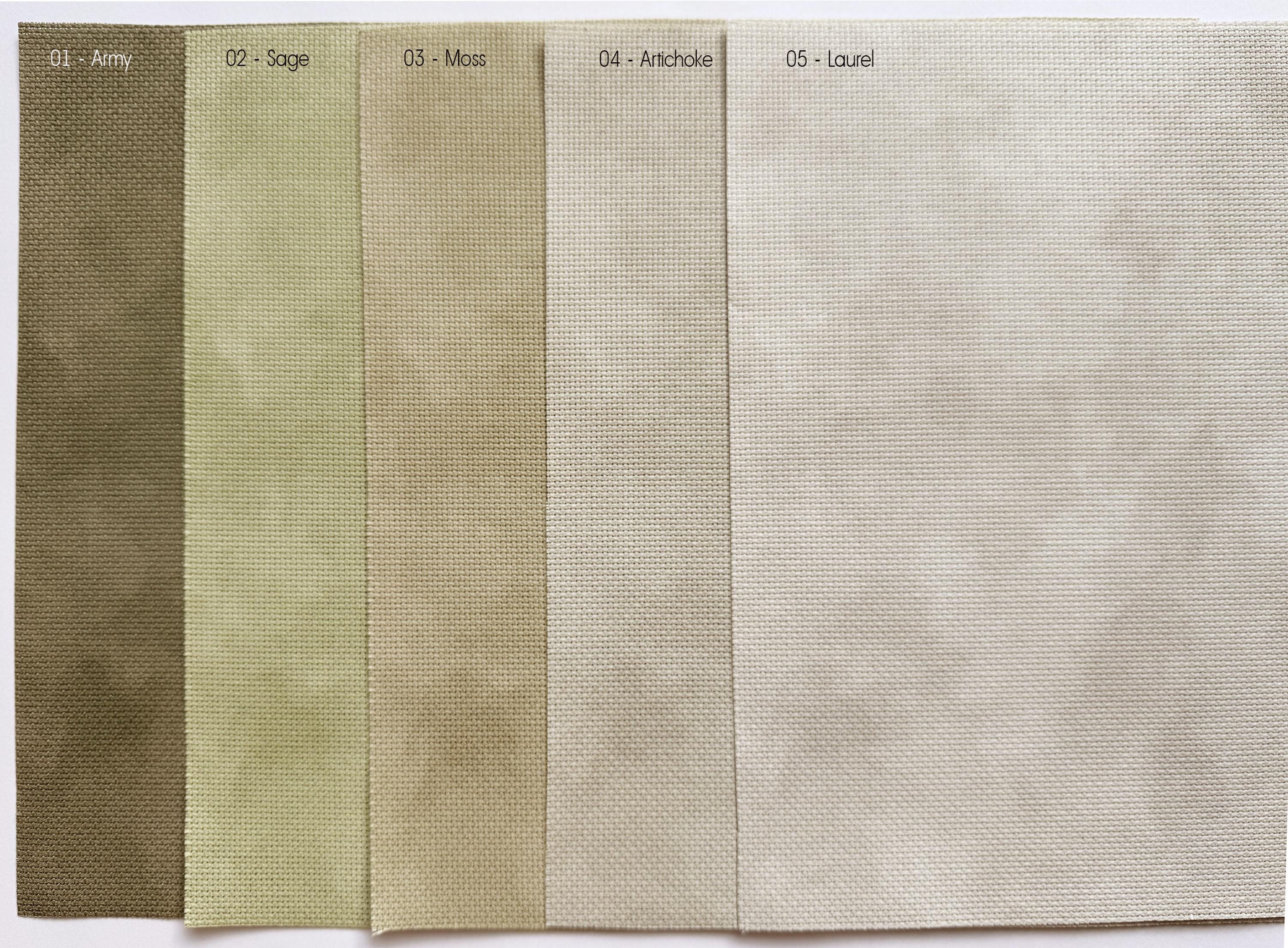 Groene tinten Aida-doek, gedempt groen collectie kruissteekstof, 14/16 / 18/20 Count