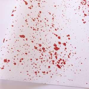 Tela Aida con salpicaduras de sangre, tela de bordado de terror gótico