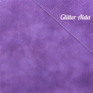 Tela opalescente morada para punto de cruz, tela Aida brillante de 14/18 hilos, estampada