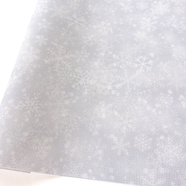 Grey Christmas Aida Cloth, Snowflake Cross Stitch Fabric, Printed, 14 / 16 / 18 / 20 Count