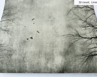 Grey Forest 32 Ct Linen Printed Cross Stitch Fabric