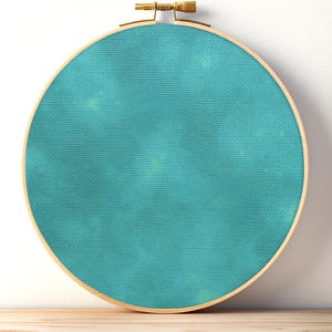 Cyaan bedrukte Aida-stof voor kruissteek - Blauwgroene handgeverfde look - 14/16/18/20 Count