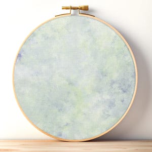 Pastel Green / Blue Watercolor Cross Stitch Fabric, Printed Aida Cloth, 14 / 16 / 18 / 20 Count