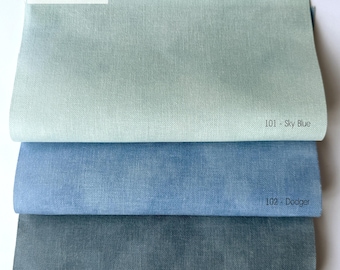 Tela de lino de 32 hilos en colores azules para punto de cruz, tela estampada azul cielo para bordado
