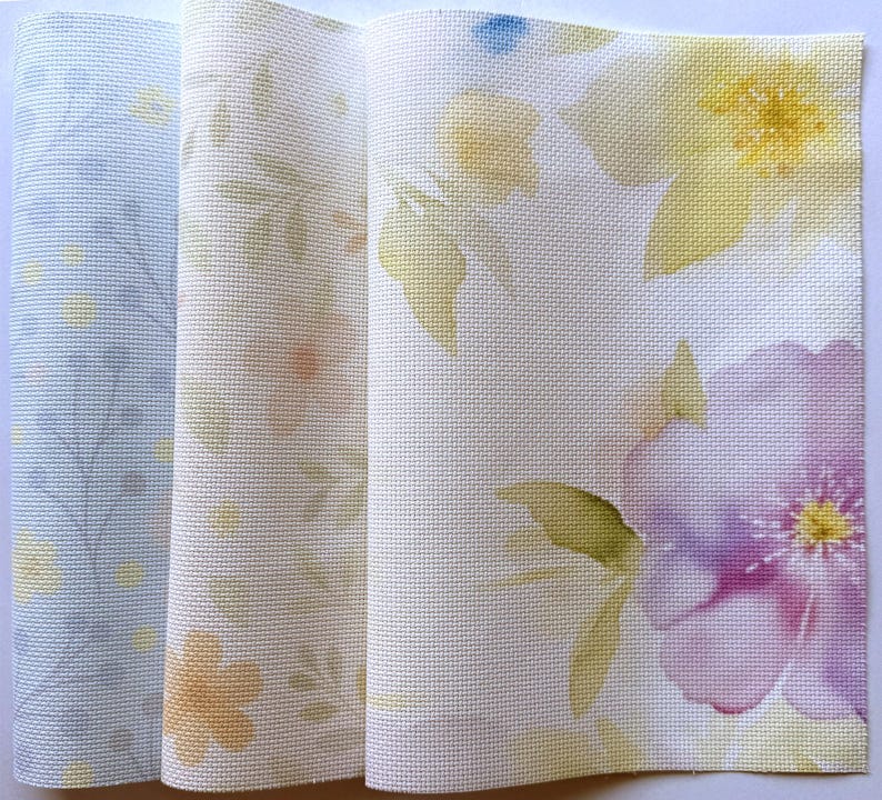 Spring Blossoms Cross Stitch Fabric, Spring Florals Printed Aida Cloth ...