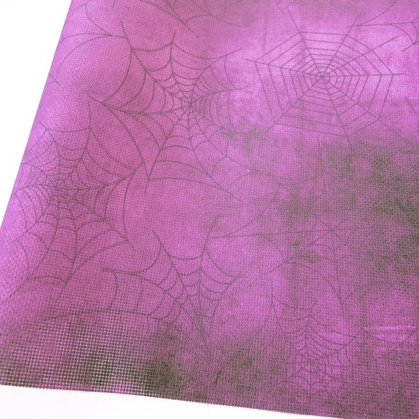 Purple Halloween Aida Cloth, Spooky Spider Web, Cobweb Printed Cross Stitch Fabric, Dyed Effect Purple Mist, 14 / 16 / 18 / 20 Count