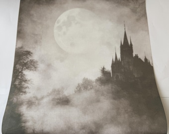 Full Moon Halloween Cross Stitch Fabric, Gothic Aida Cloth (14/16/18/20 Count)