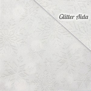 Snowflake Pattern Opalescent Aida Cloth, Printed Christmas Cross Stitch Fabric, Sparkling, Glitter, 14 / 16 / 18 / 20 Count