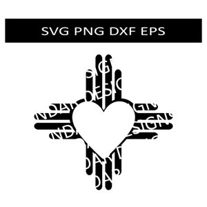 New Mexico zia Heart svg dxf eps png digital download / vynil, Bastelschnitt, Template Clipart Bundle