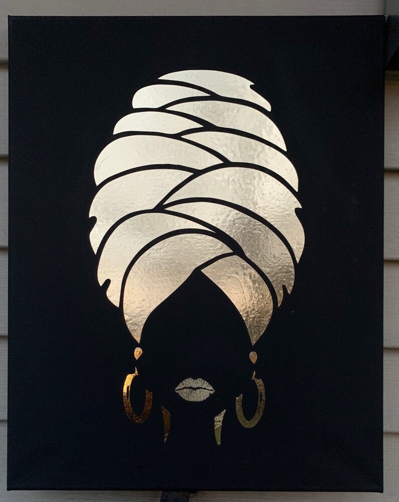 Black Woman Art Wall Decor Gold Foil African American Art Etsy
