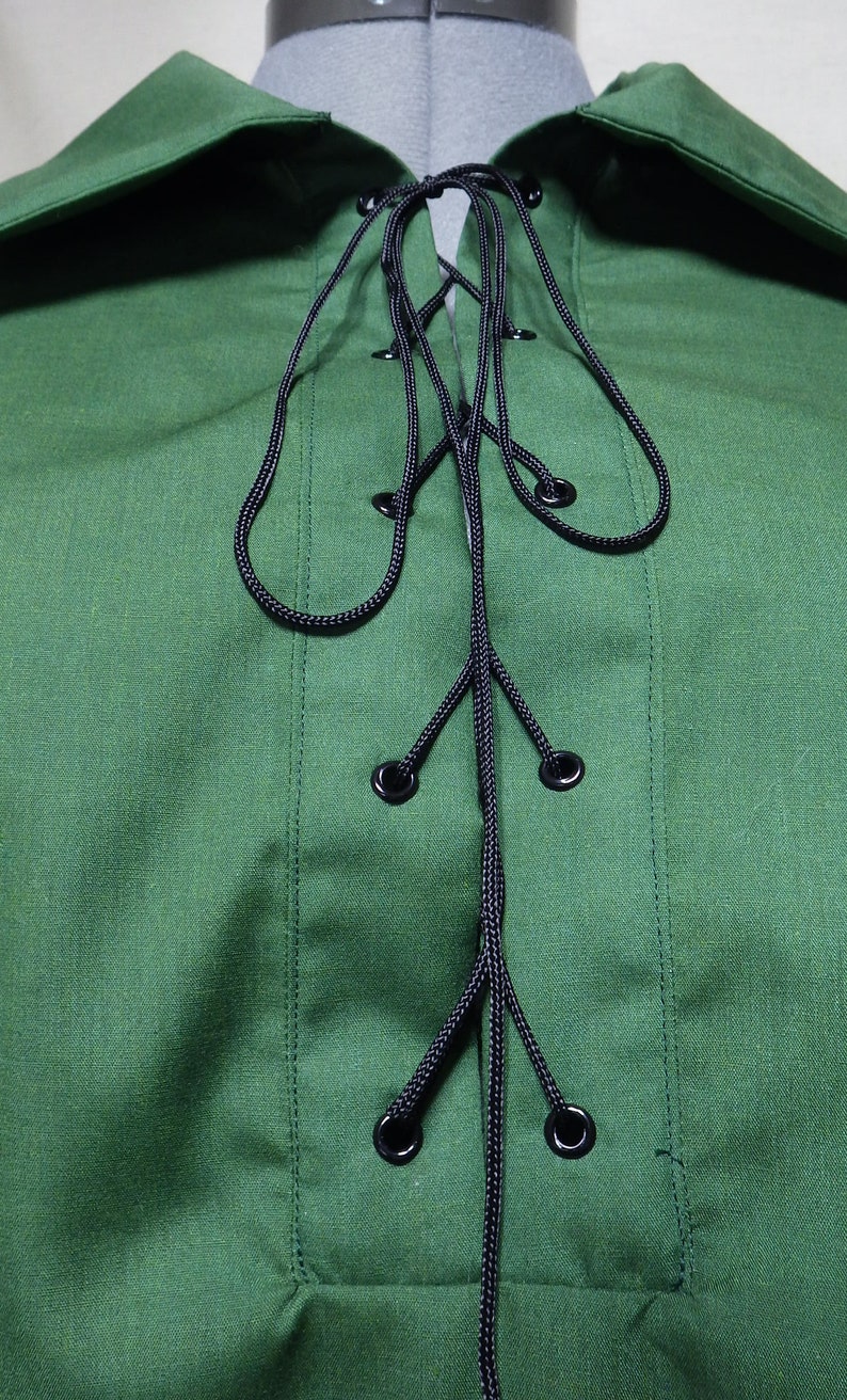 Size large 44 112cm chest. Men/'s lace-up green medieval costume shirt with collar