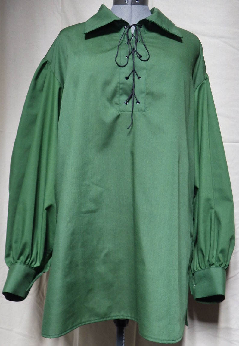 Size large 44 112cm chest. Men/'s lace-up green medieval costume shirt with collar
