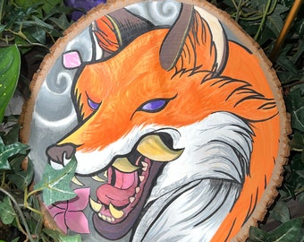 Fox Spirit Animal dibujado a mano pintado zorro madera placa zorro pared arte zorro hogar decoración zorro pared decoración zorro habitación decoración zorro regalo zorro