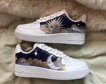 Zapatillas Air Force 1 personalizadas con diseño de sol y luna, zapatillas con diseño espiritual