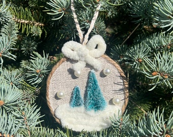 Adorno navideño hecho a mano para fiestas, adorno colgante atemporal con forma de árbol de Navidad hecho a mano en EE. UU.