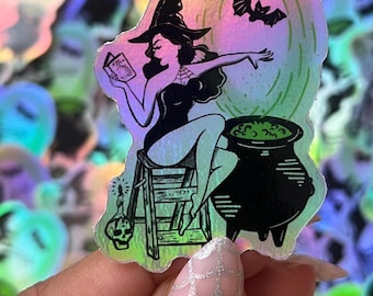 Pegatina de bruja de Halloween Libro de hechizos para preparar pociones