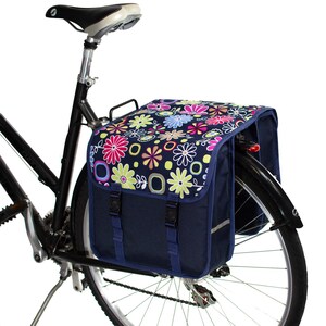 BikyBag Classic Bicycle Double Pannier Bag, Cycle, Bike, Women's - Mens Pink Daisy Flowers