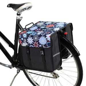 BikyBag Classic Bicycle Double Pannier Bag, Cycle, Bike, Women's - Mens Blue Daisy Flowers
