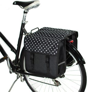 BikyBag Classic Bicycle Double Pannier Bag, Cycle, Bike, Women's - Mens White Polka Dots
