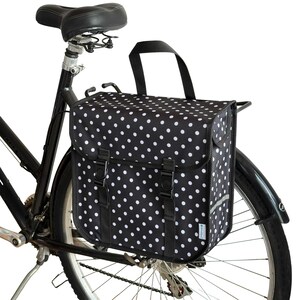 BikyBag Classic One Pannier – 13L Waterproof Quick Release Bike Carrier Bag White Polka Dots