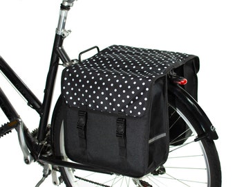 BikyBag Classic Bicycle Double Pannier Bag, Cycle, Bike (Polka Dots)