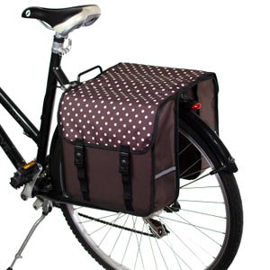 BikyBag Classic Bicycle Double Pannier Bag, Cycle, Bike, Women's - Mens Brown Polka Dots