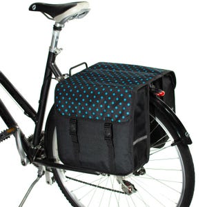 BikyBag Classic Bicycle Double Pannier Bag, Cycle, Bike, Women's - Mens Blue Polka Dots