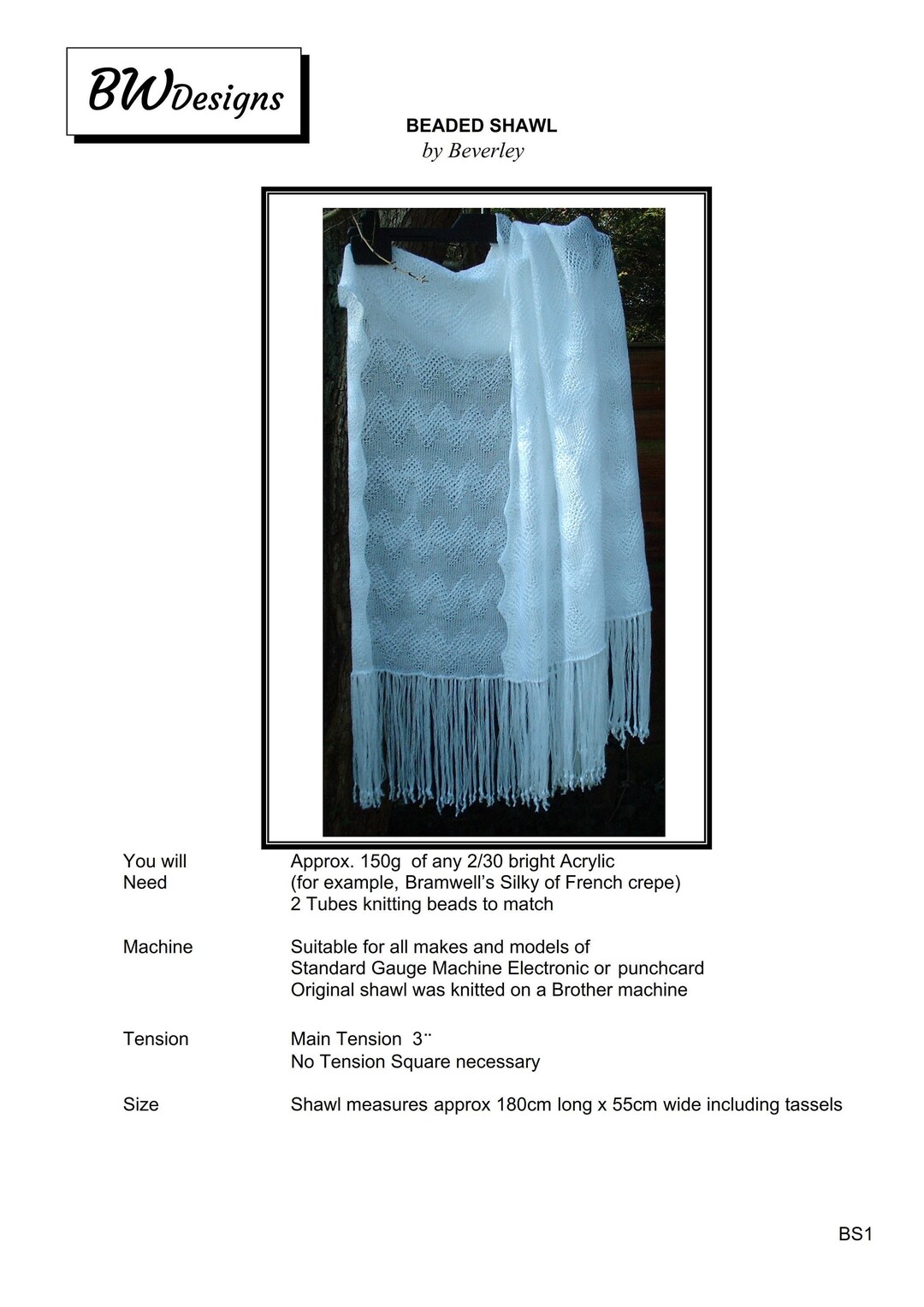 Beaded Shawl Machine Knitting Pattern - Etsy