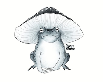 Toadstool Hat Toad | A5 art print | 250gsm FSC certified recycled paper