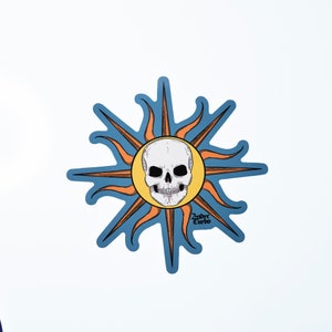 Skull Sun Vinyl Sticker Decal image 1