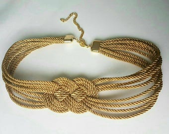 Golden silk cord sailor knot belt