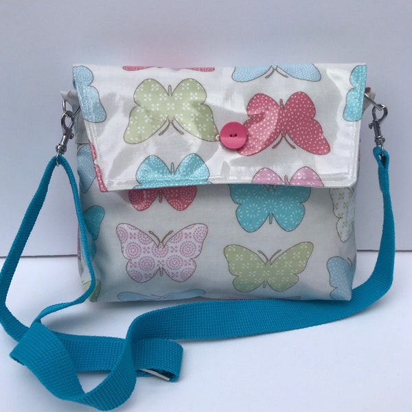 Sac d’impression papillon, petit sac messager, sac végétalien crossbody, sac en toile d’huile