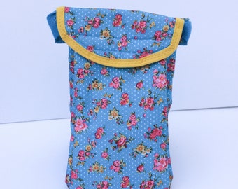 Turquoise insulated lunch bag, small handled lunch bag, childs lunch bag