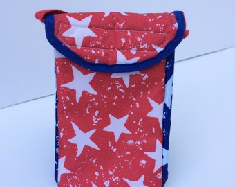 Red white & blue stars lunch bag, insulated lunch bag, small lunch bag for kids