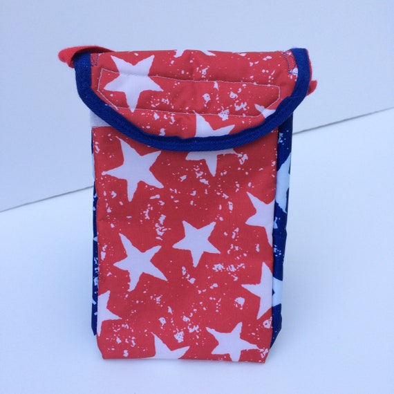 Red white & blue stars lunch bag, insulated lunch bag, small lunch bag for kids