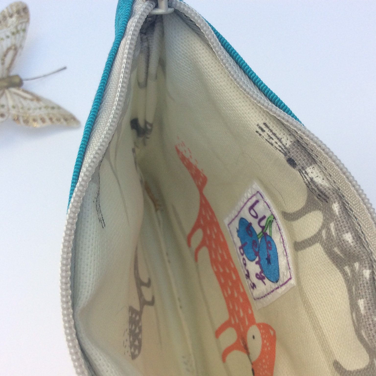 Foxes Design Purse, Waterproof Pouch, Oilcloth Purse, Zipper Pouch