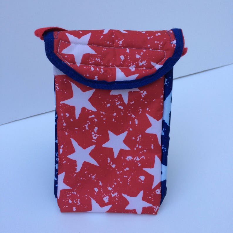 Bolsa de almuerzo rojo blanco y estrellas azules, bolsa de almuerzo aislada, pequeña bolsa de almuerzo para niños imagen 8