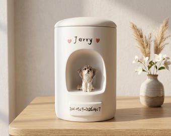Personalized Pet Urn with Display Niche | Handmade Ceramic Keepsake