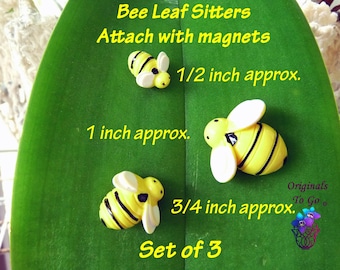 Resin Bee Plant Sitter Magnets: Fairy Garden Ornament, Set of 3