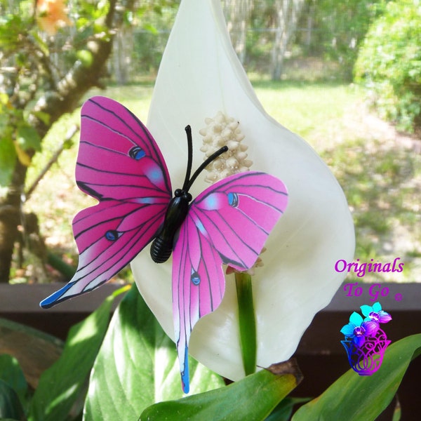 Set of 2 Butterflies, plant sitter, Plant magnet, for fairy garden, Plant ornament, Magnetic plant pin, plant decoration, plant critters
